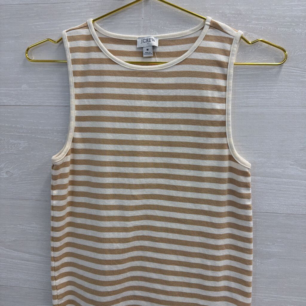 J Crew White/ Beige Striped Tank Top Medium