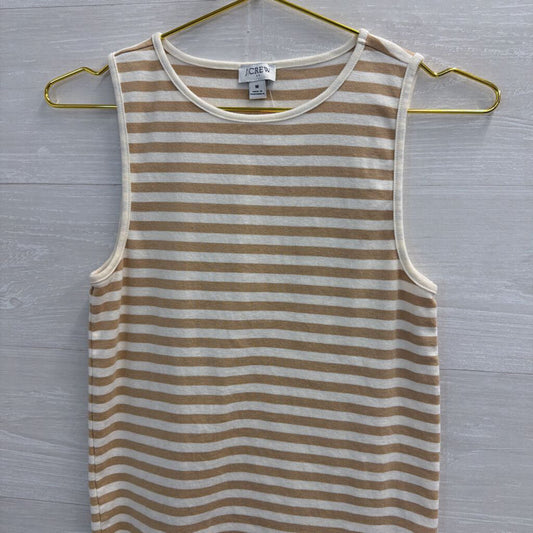 J Crew White/ Beige Striped Tank Top Medium