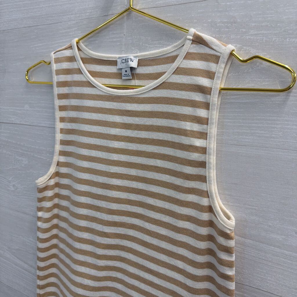 J Crew White/ Beige Striped Tank Top Medium