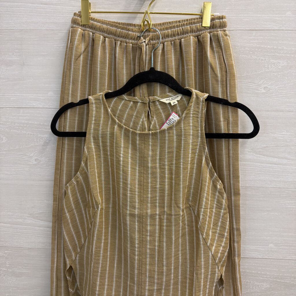 Max Studio Brown/ White Striped Tank/ Pants Set Extra Small