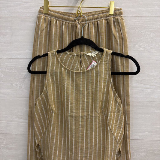 Max Studio Brown/ White Striped Tank/ Pants Set Extra Small