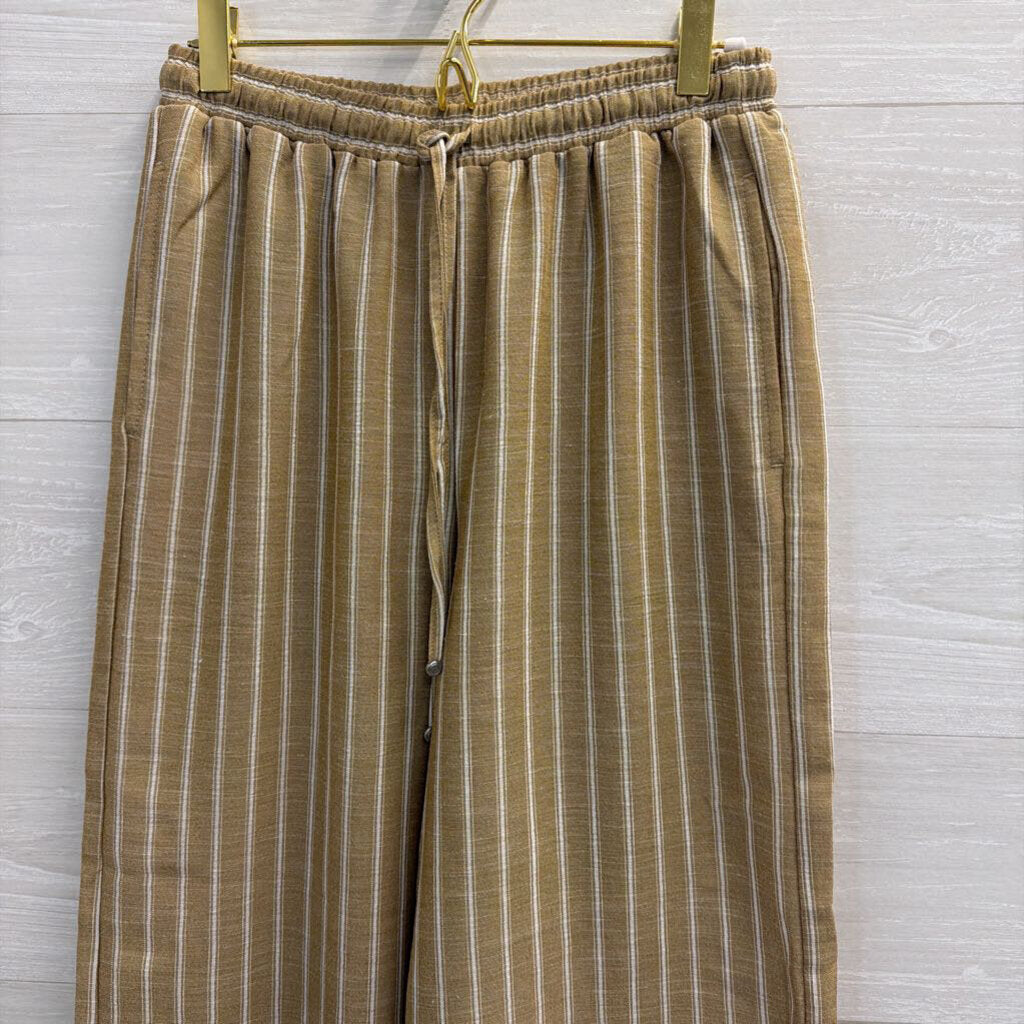 Max Studio Brown/ White Striped Tank/ Pants Set Extra Small