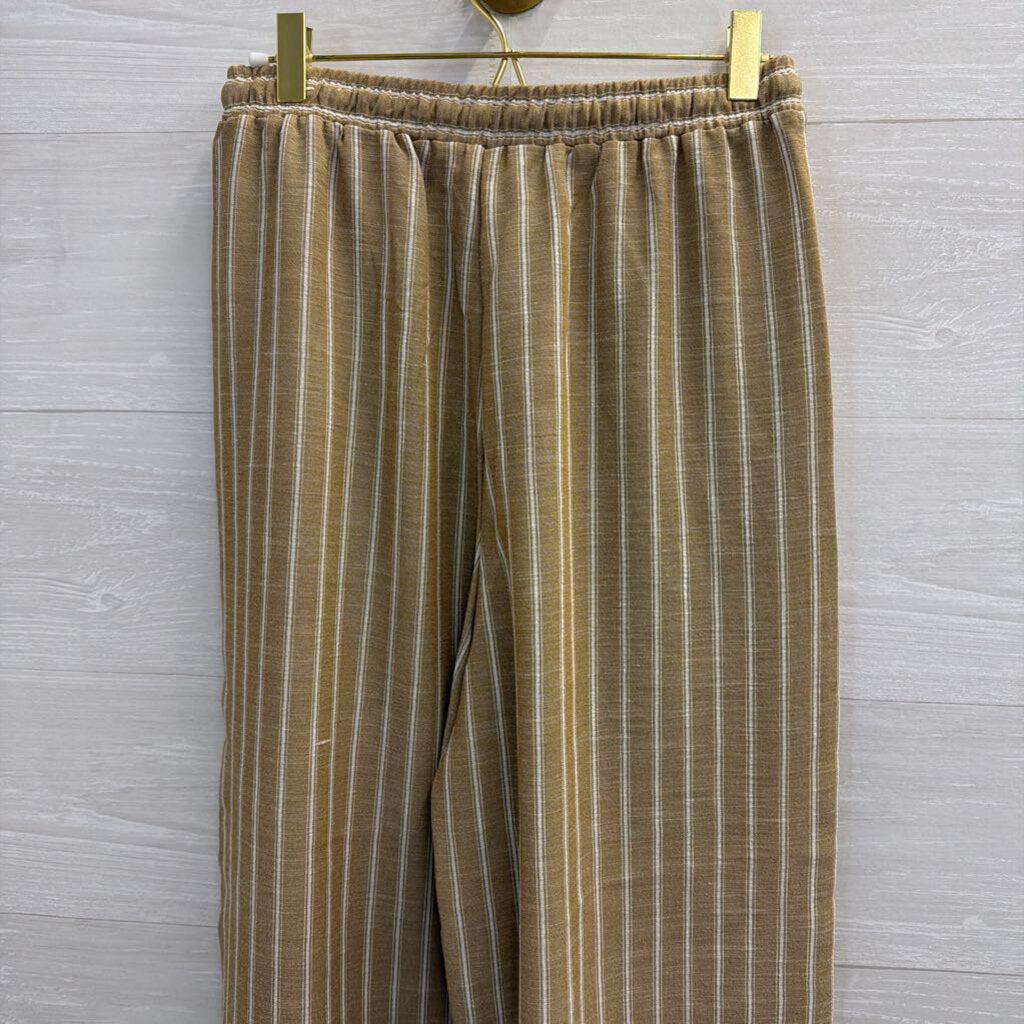 Max Studio Brown/ White Striped Tank/ Pants Set Extra Small