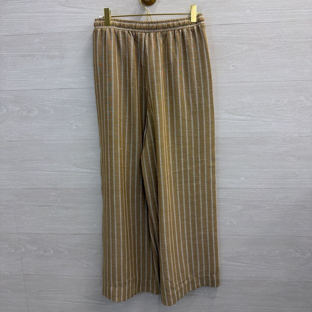 Max Studio Brown/ White Striped Tank/ Pants Set Extra Small