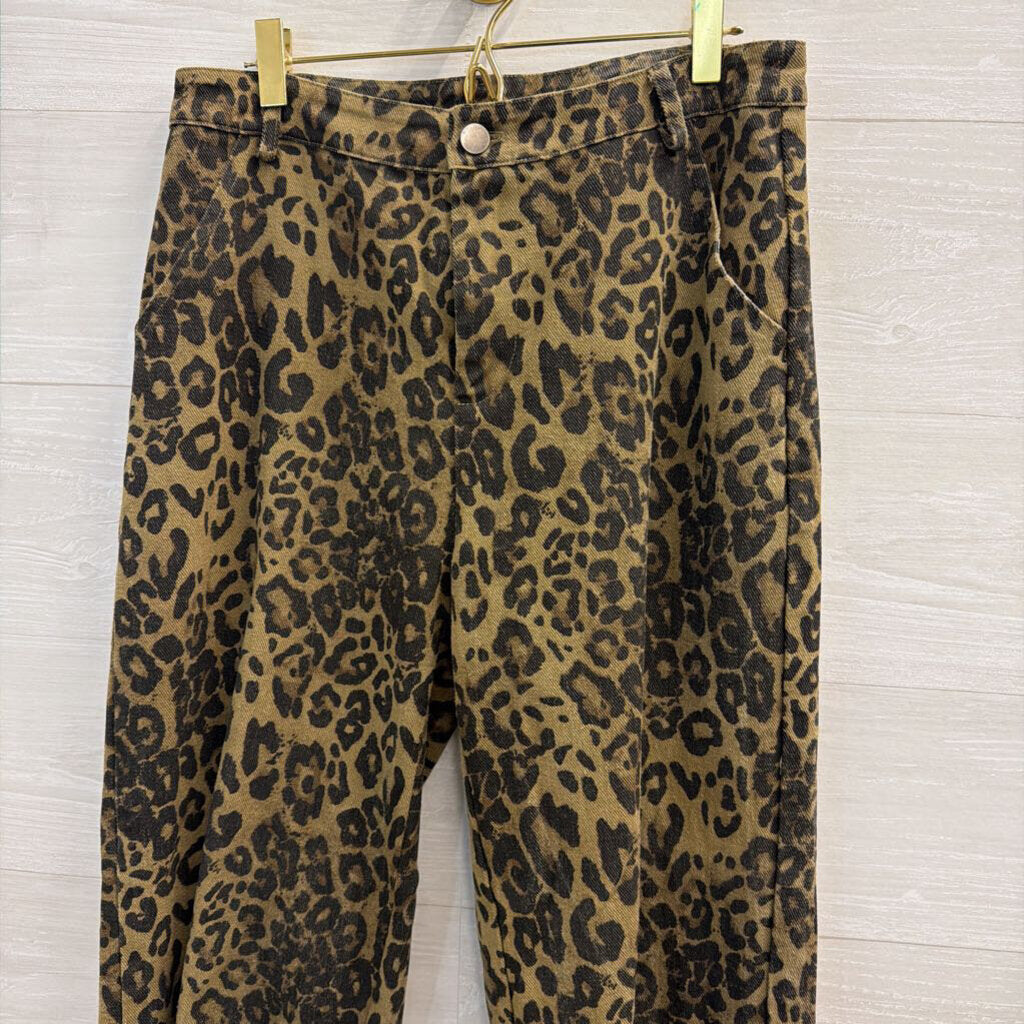 Pretty Garbage Brown/ Black Leopard Print Pants Medium