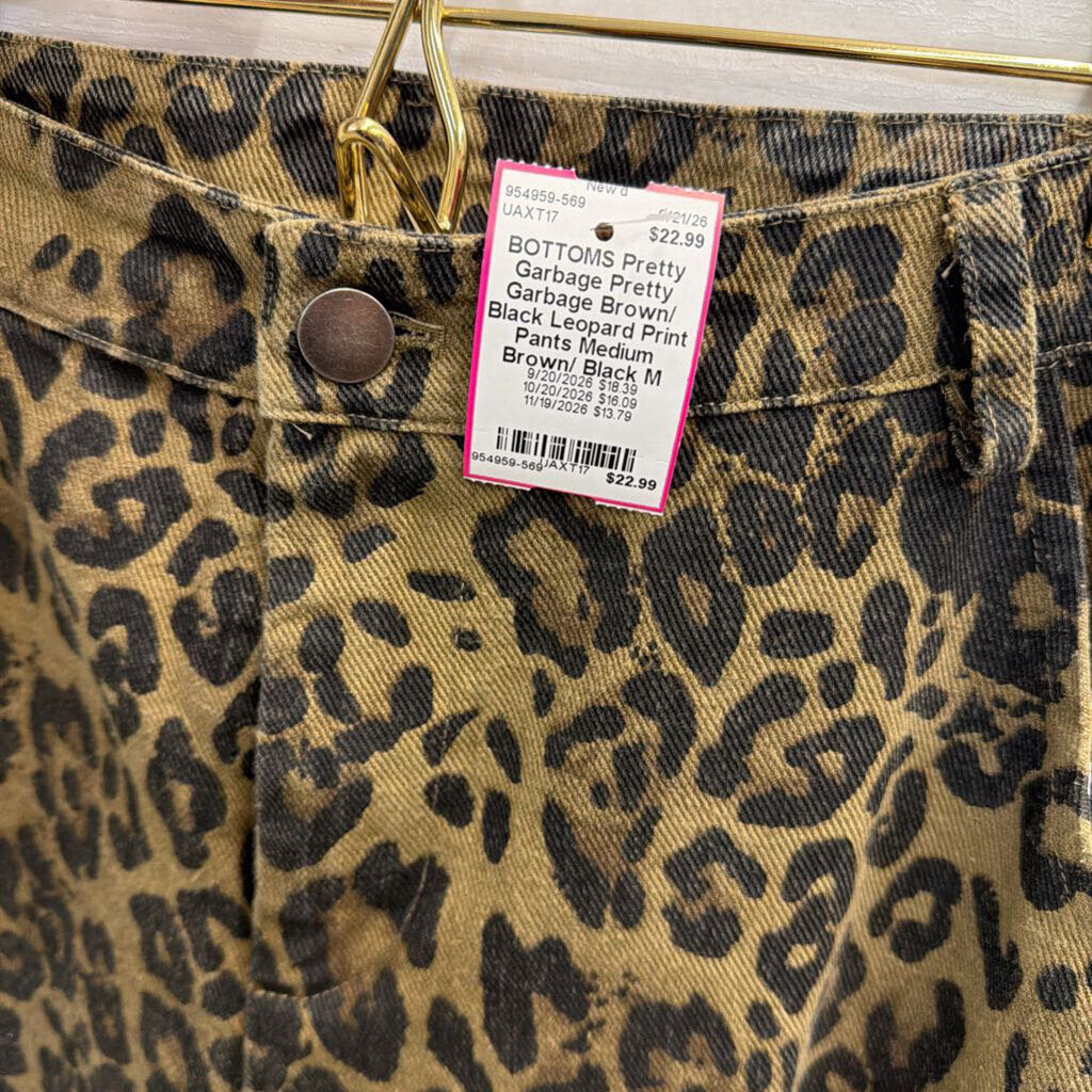 Pretty Garbage Brown/ Black Leopard Print Pants Medium