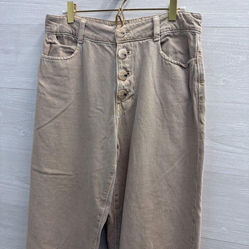 Zara Khaki Cropped Wide Leg Pants 8