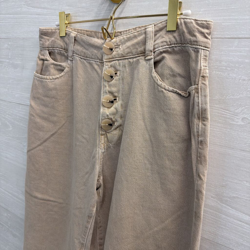 Zara Khaki Cropped Wide Leg Pants 8