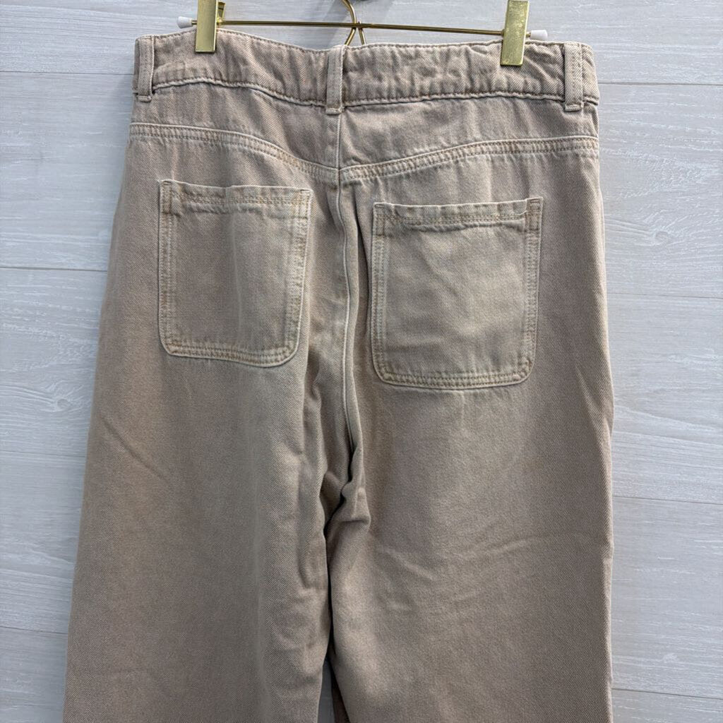 Zara Khaki Cropped Wide Leg Pants 8