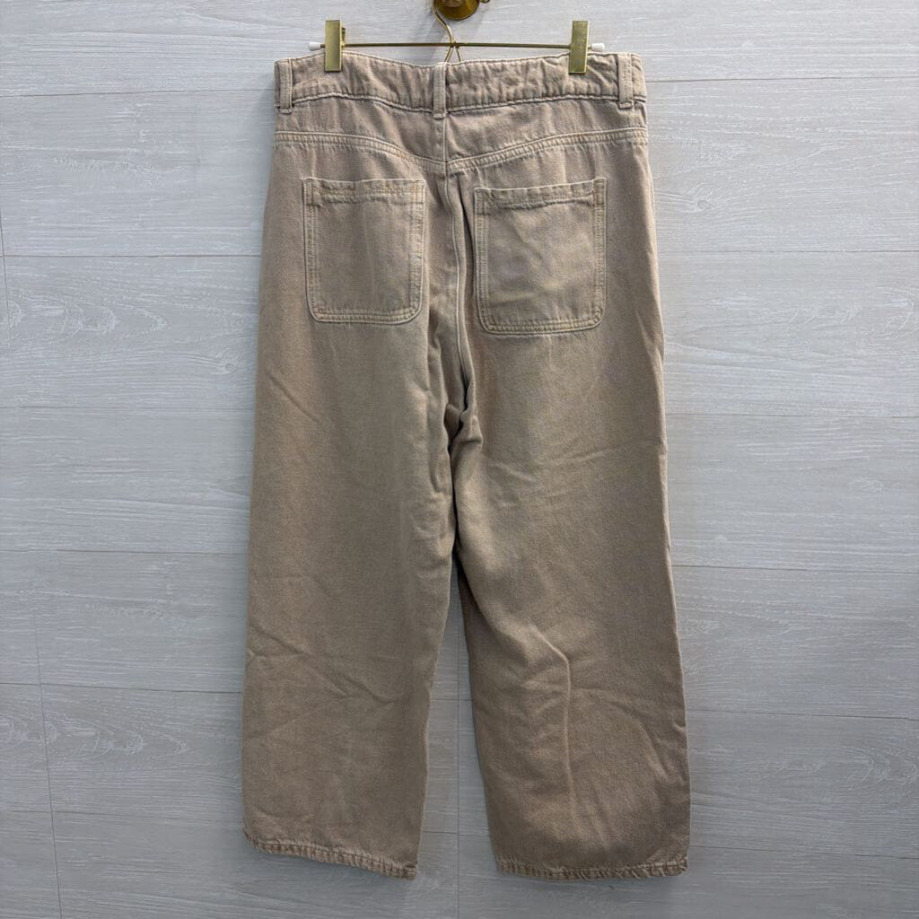 Zara Khaki Cropped Wide Leg Pants 8