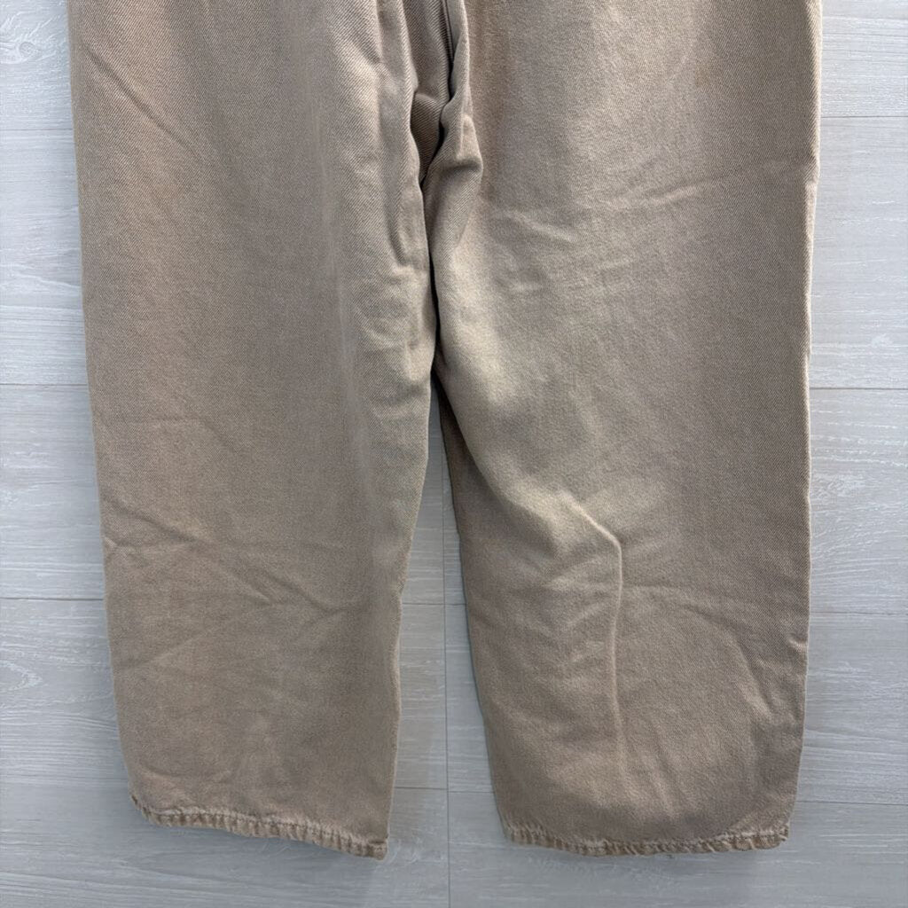 Zara Khaki Cropped Wide Leg Pants 8