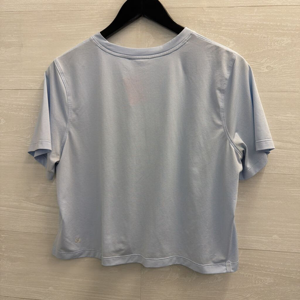 Lululemon Blue Cropped Short Sleeve Athletic Top Medium