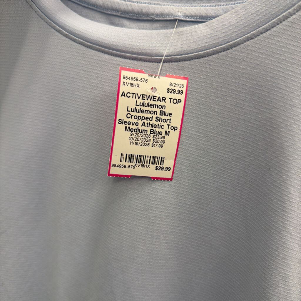 Lululemon Blue Cropped Short Sleeve Athletic Top Medium