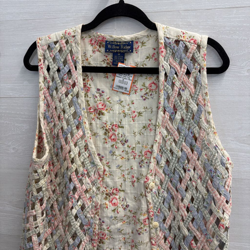 Willow Ridge Cream/ Multi Floral Print Vest Top Medium