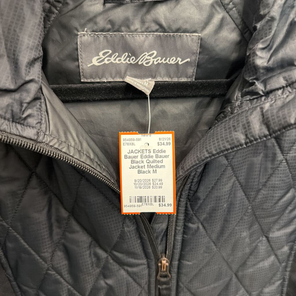 Eddie Bauer Black Quilted Jacket Medium