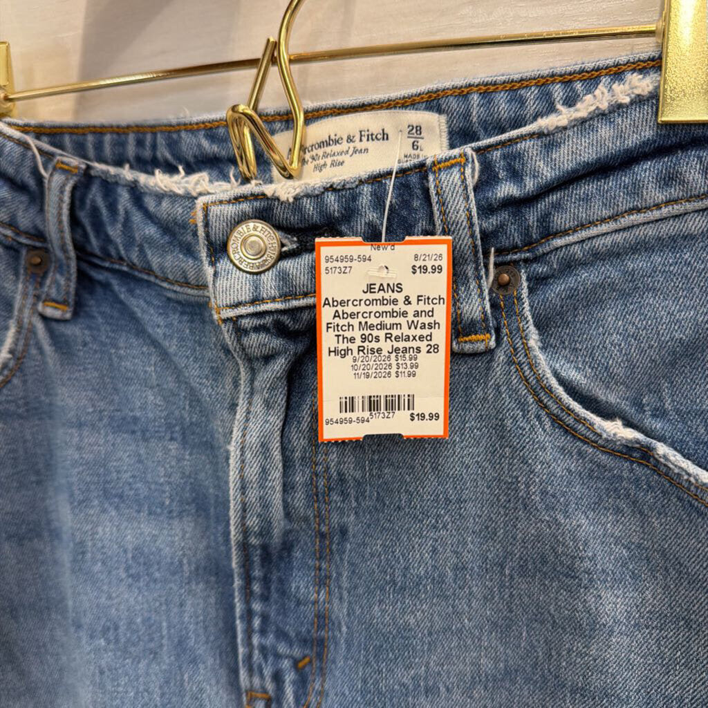 Abercrombie and Fitch Medium Wash The 90s Relaxed High Rise Jeans 28 Long