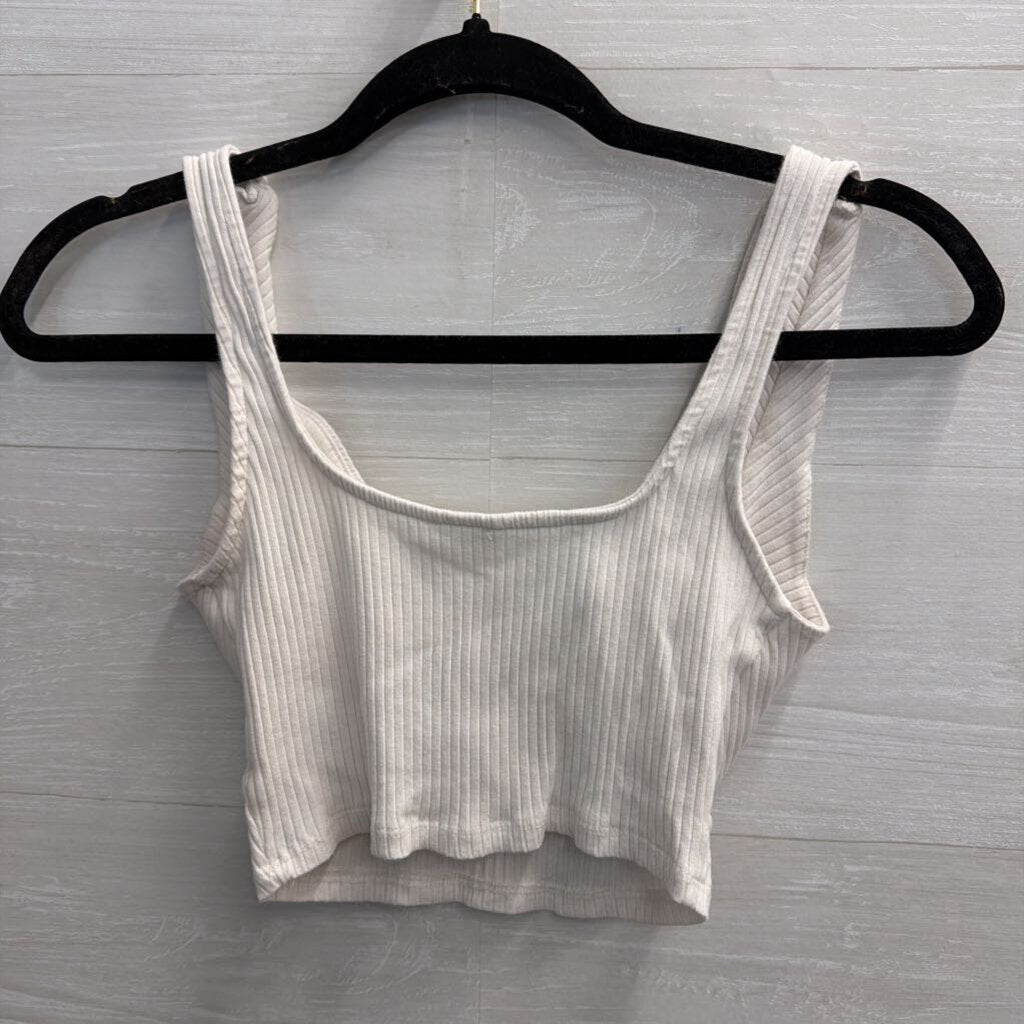 Le Lis White Cropped Tank Top Small