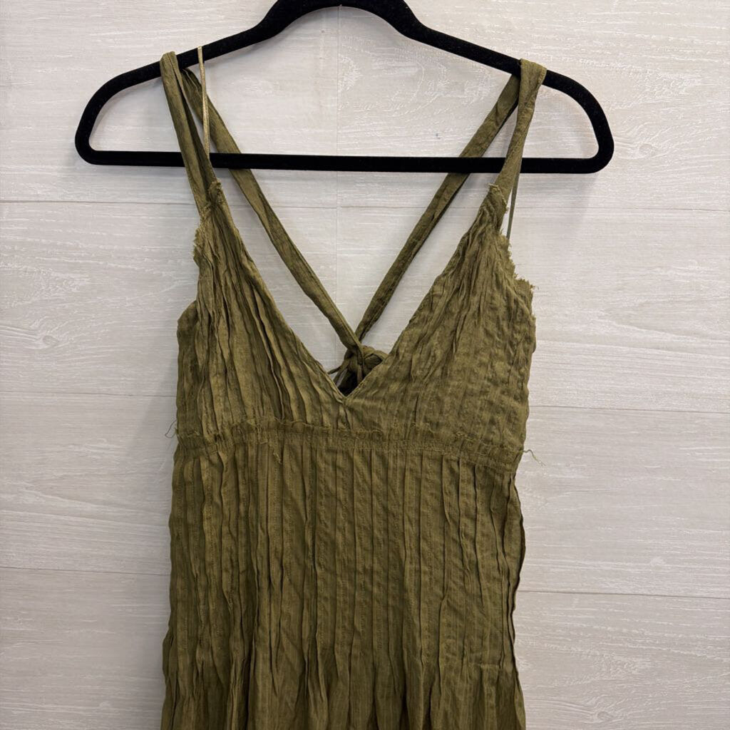 Free People Green V Neck Maxi Dress Small