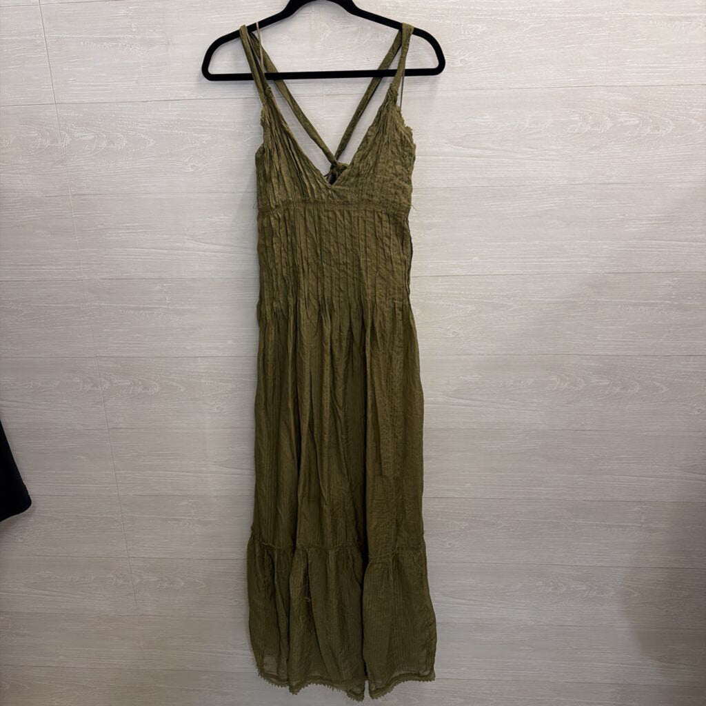 Free People Green V Neck Maxi Dress Small