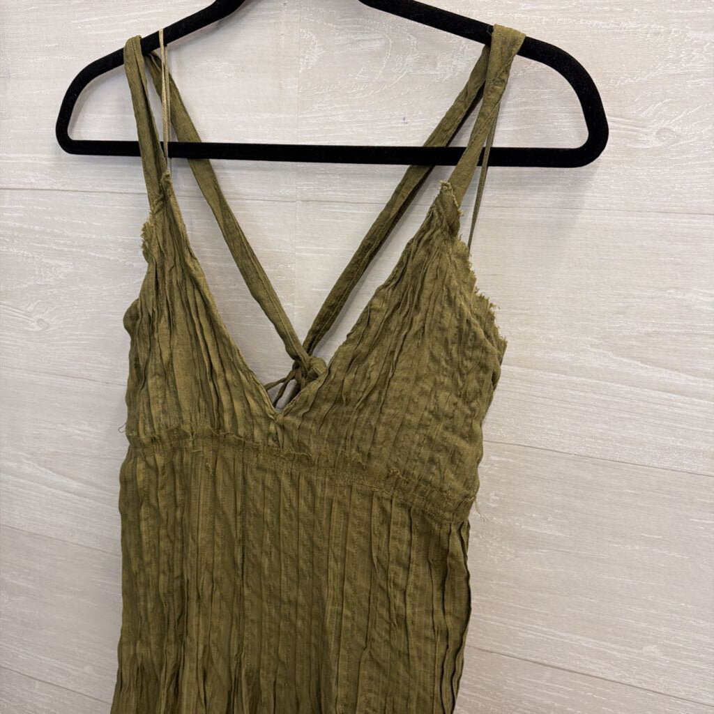 Free People Green V Neck Maxi Dress Small