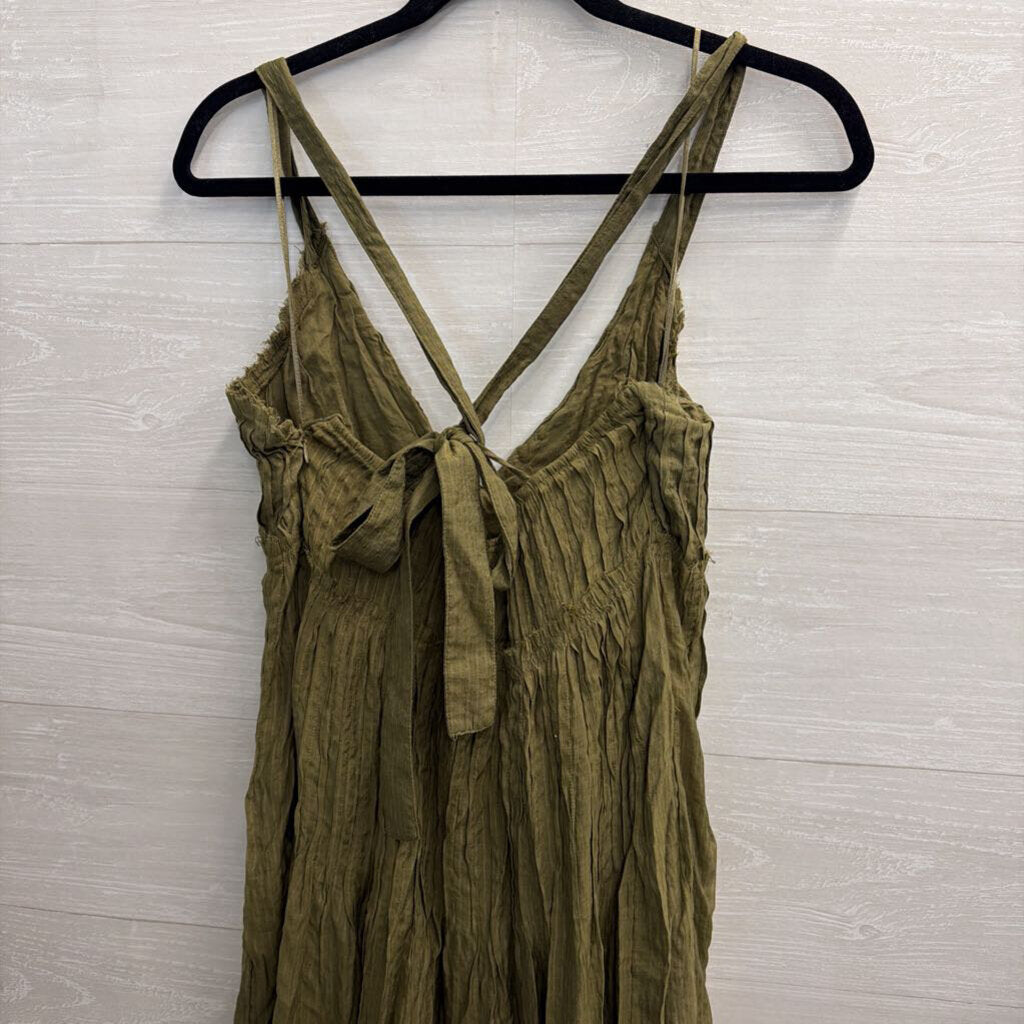 Free People Green V Neck Maxi Dress Small