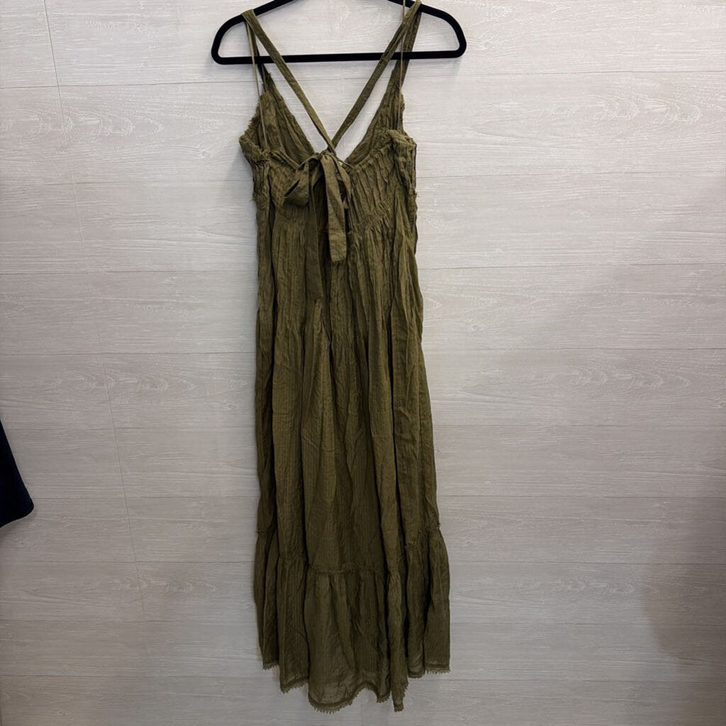Free People Green V Neck Maxi Dress Small