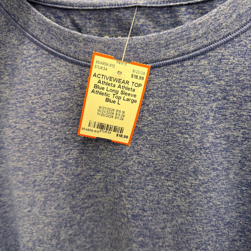 Athleta Blue Long Sleeve Athletic Top Large