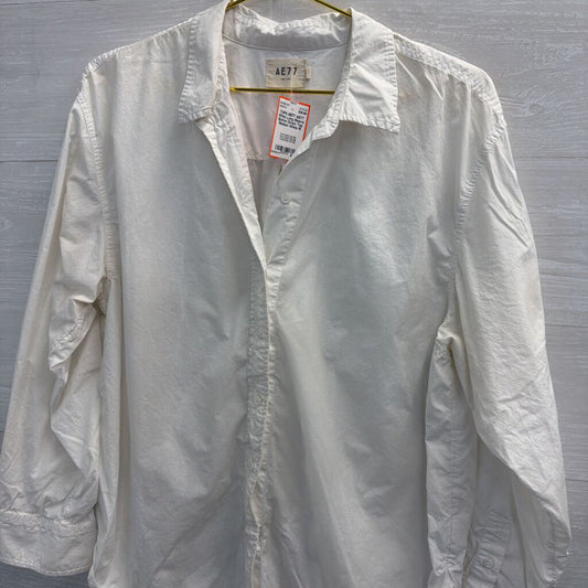 AE77 White Long Sleeve Button Down Top Medium