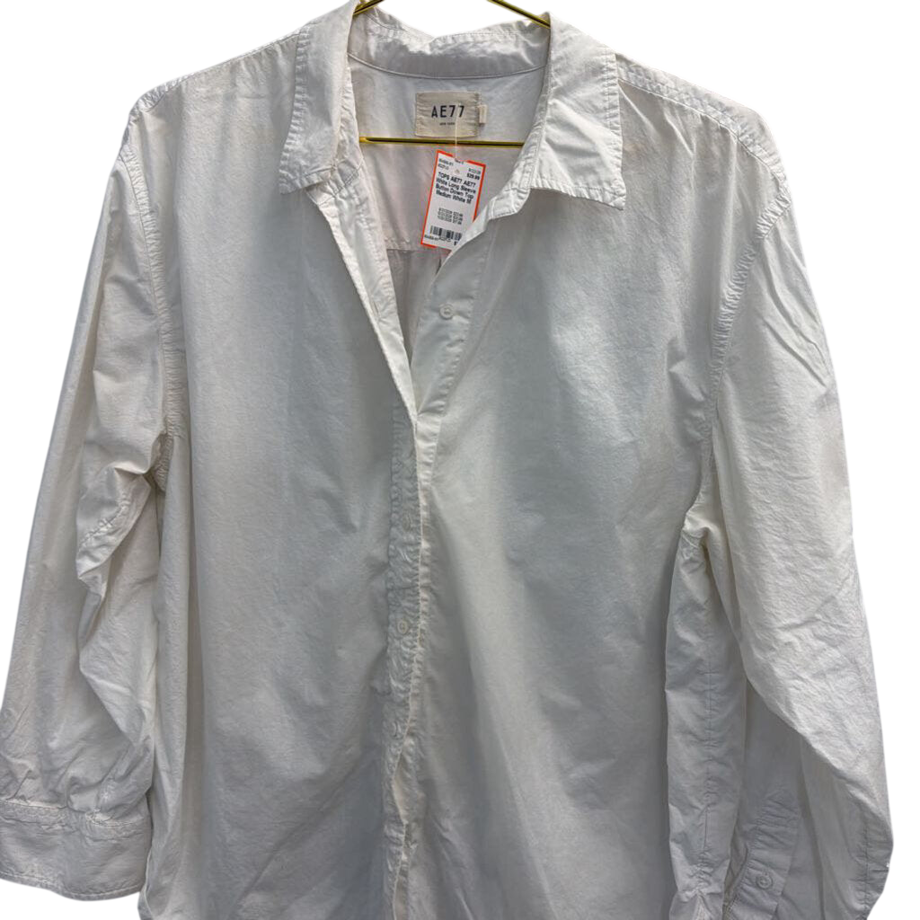 AE77 White Long Sleeve Button Down Top Medium