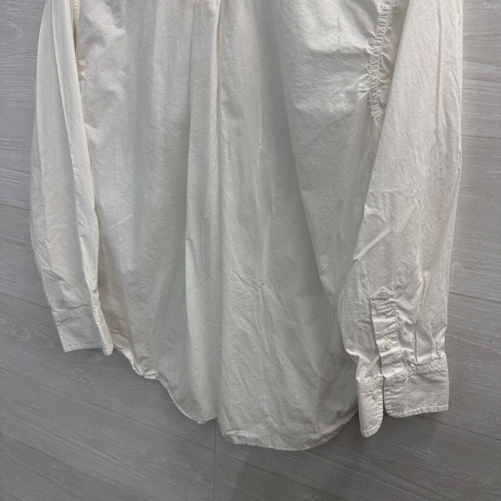 AE77 White Long Sleeve Button Down Top Medium