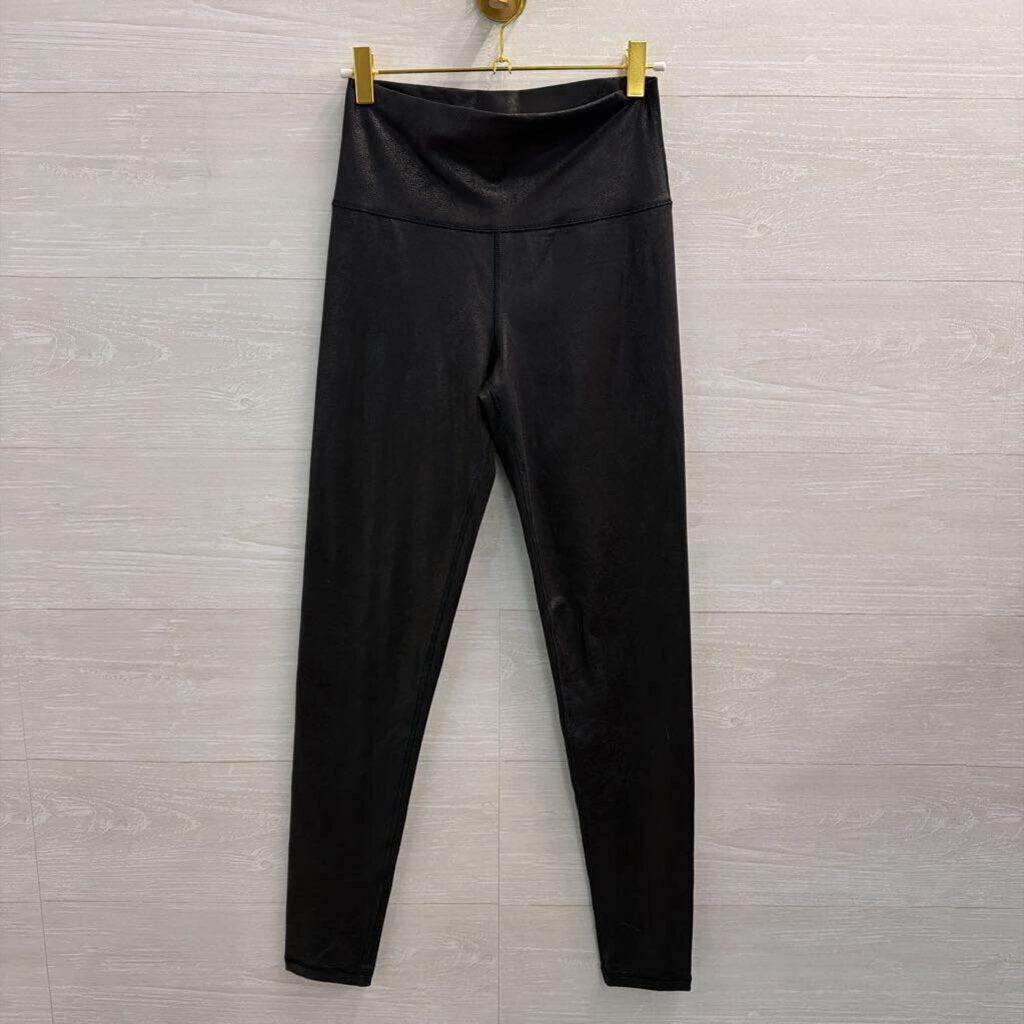 Aerie Black Faux Leather Leggings Medium Long