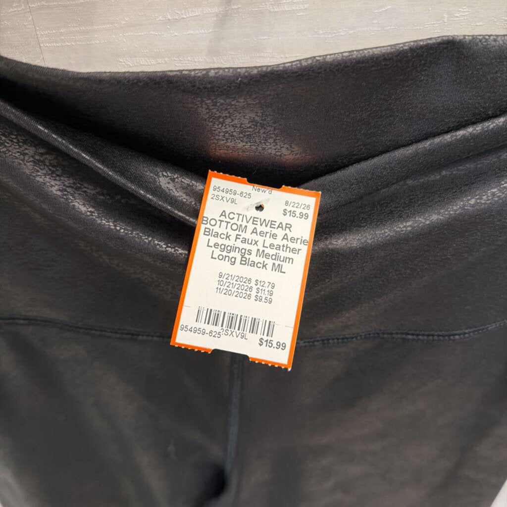 Aerie Black Faux Leather Leggings Medium Long