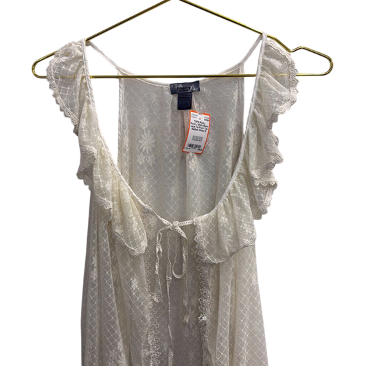Poetry White Sheer Lace Tie Front Top Medium