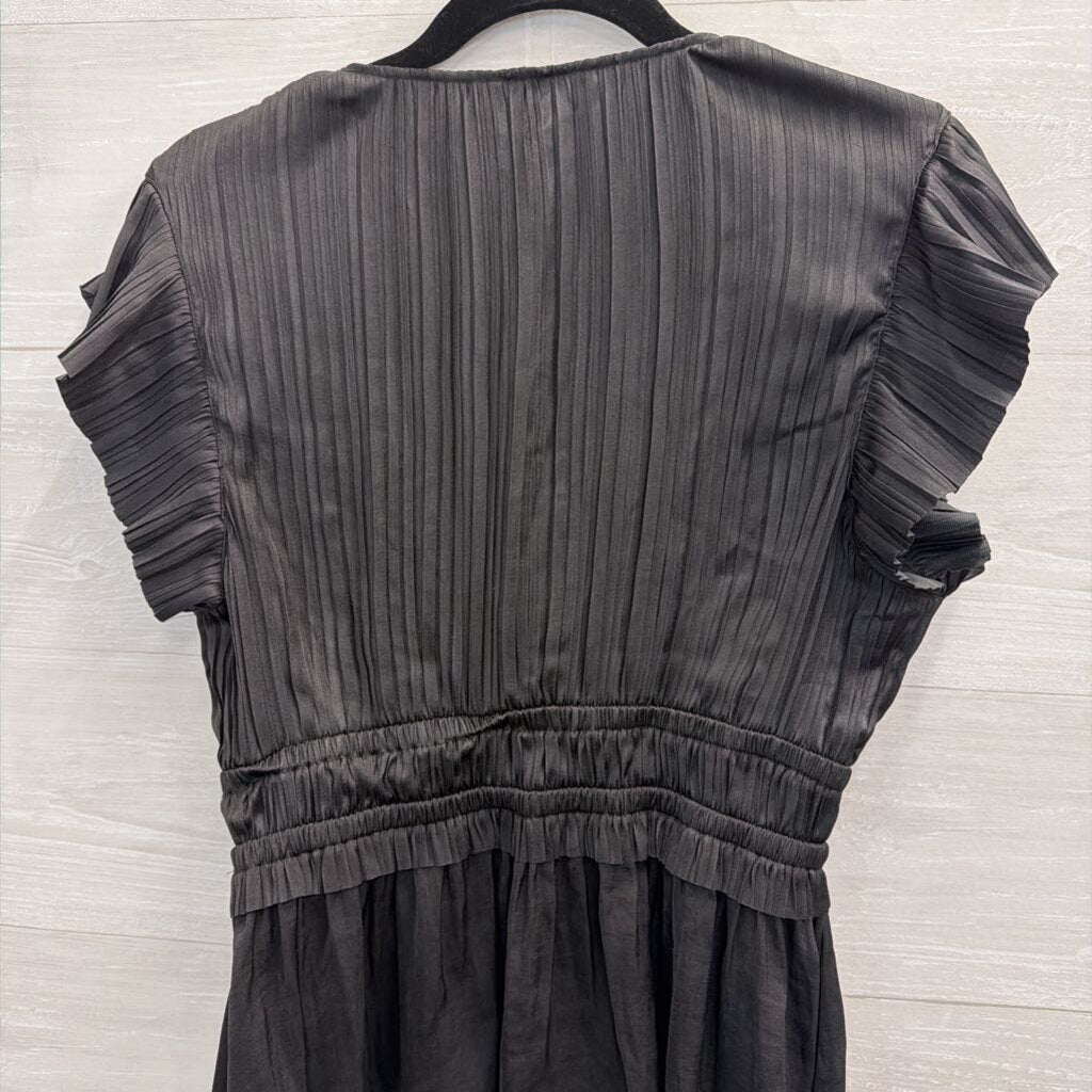 Joie Black Pleated Short Sleeve Top Small