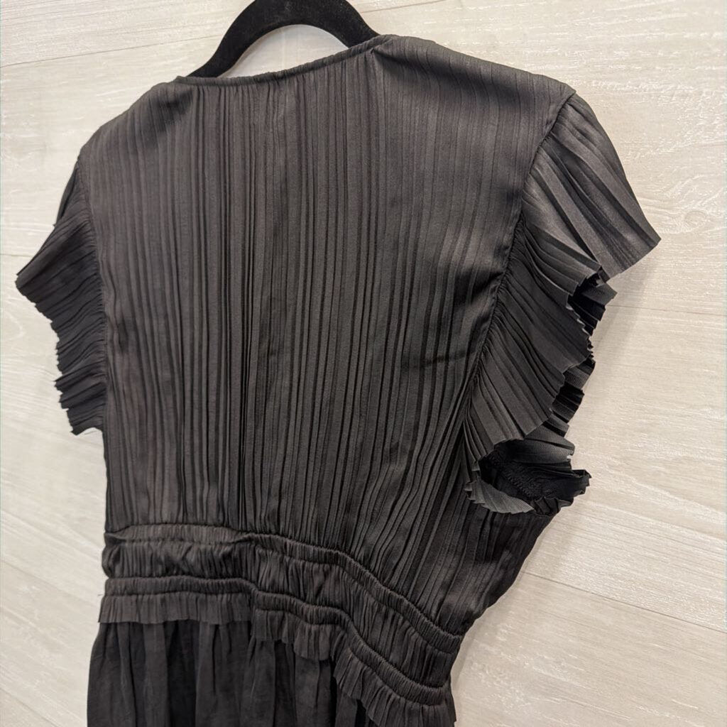 Joie Black Pleated Short Sleeve Top Small