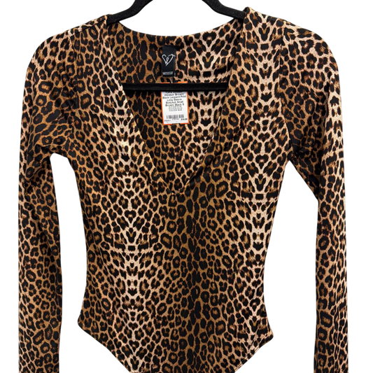 Windsor Brown/ Black Leopard Print Long Sleeve Bodysuit Small