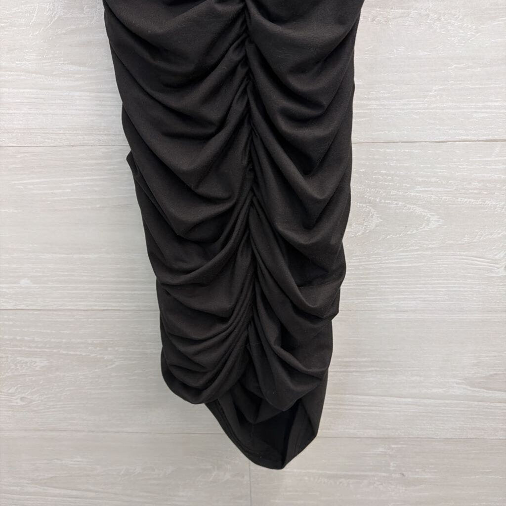 Black Ruched Tie Front Cutout Detail Mini Dress Small
