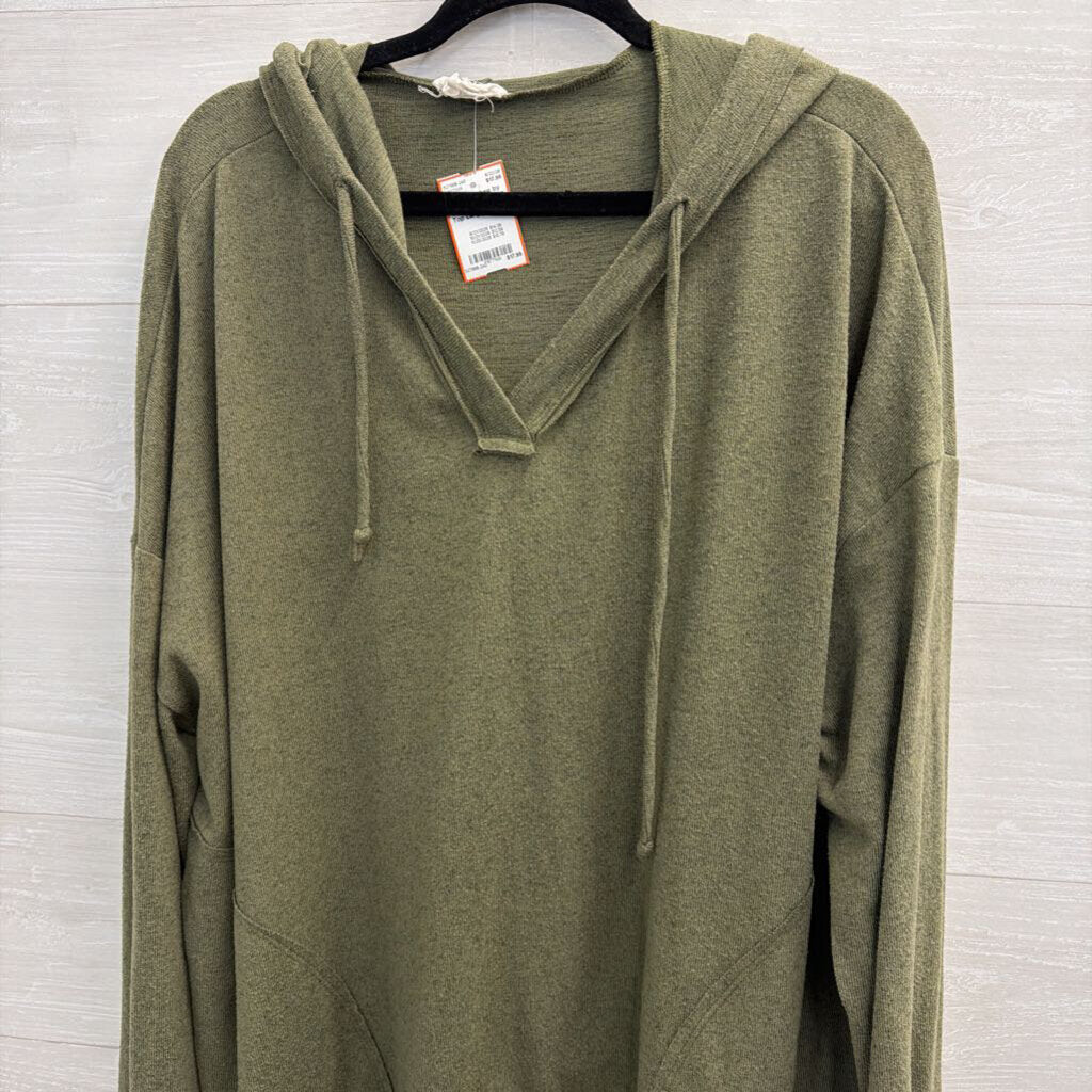 Andree Green Hooded Long Sleeve Top Large