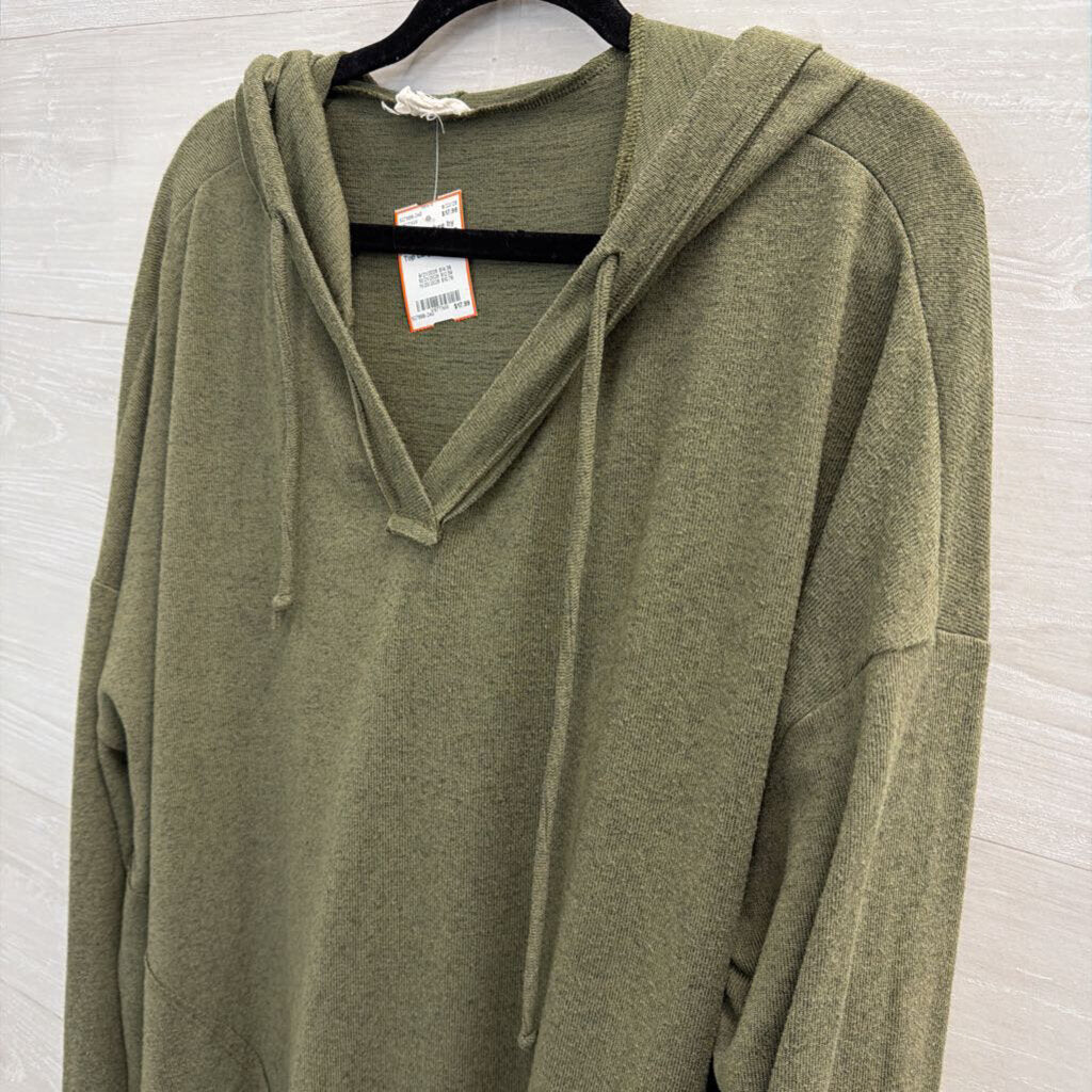 Andree Green Hooded Long Sleeve Top Large