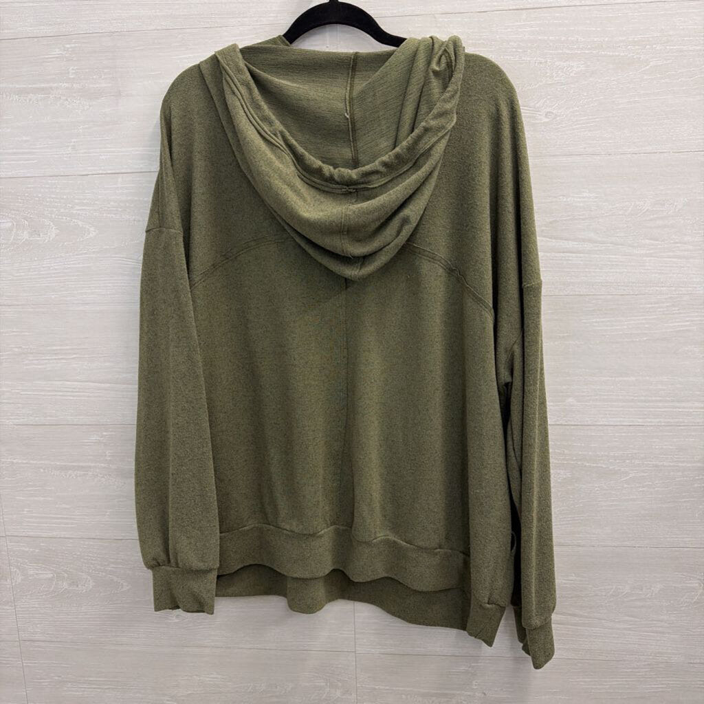 Andree Green Hooded Long Sleeve Top Large