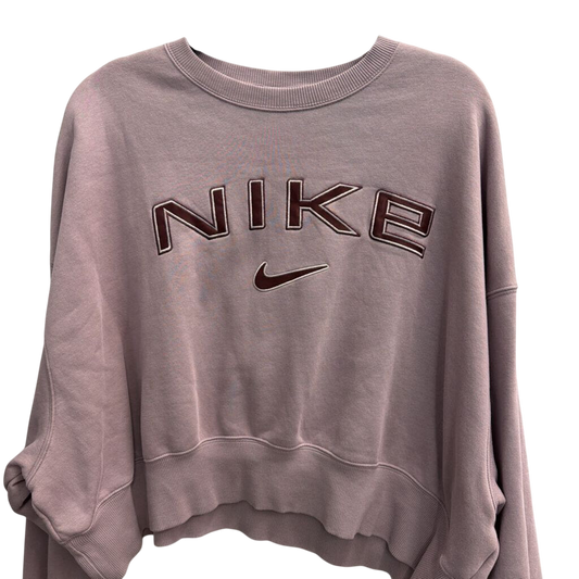 Nike Purple Embroidered Logo Cropped Crewneck Sweatshirt Medium