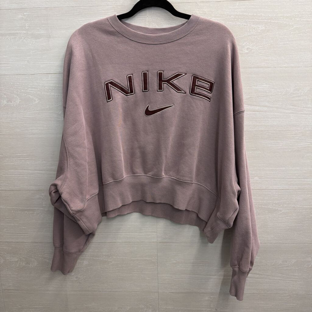 Nike Purple Embroidered Logo Cropped Crewneck Sweatshirt Medium