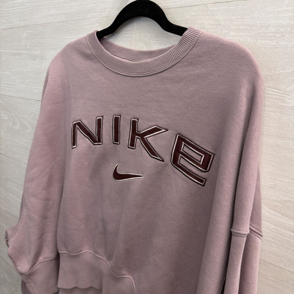 Nike Purple Embroidered Logo Cropped Crewneck Sweatshirt Medium