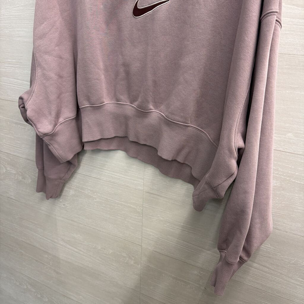 Nike Purple Embroidered Logo Cropped Crewneck Sweatshirt Medium