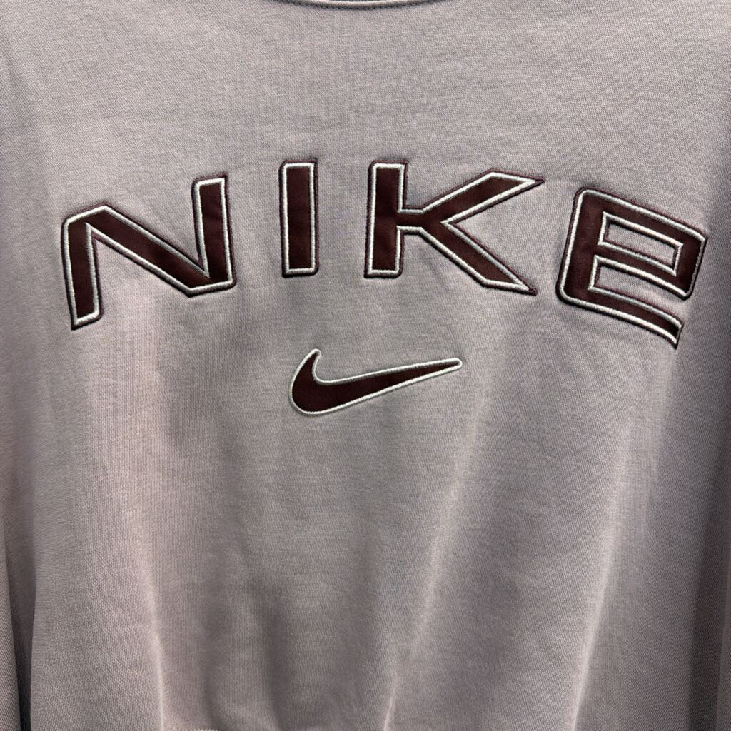 Nike Purple Embroidered Logo Cropped Crewneck Sweatshirt Medium
