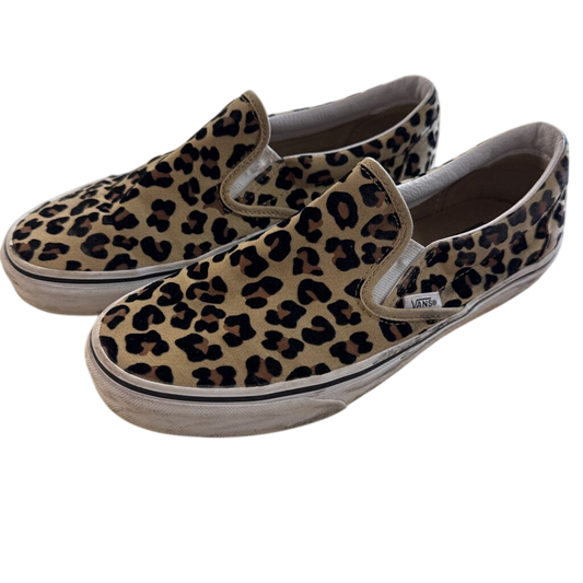 Vans Brown/ Black Leopard Print Classic Slip On Sneakers 9.5