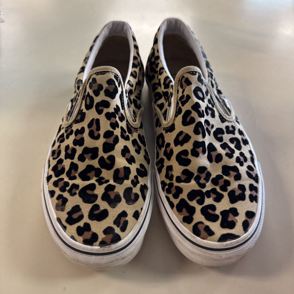 Vans Brown/ Black Leopard Print Classic Slip On Sneakers 9.5