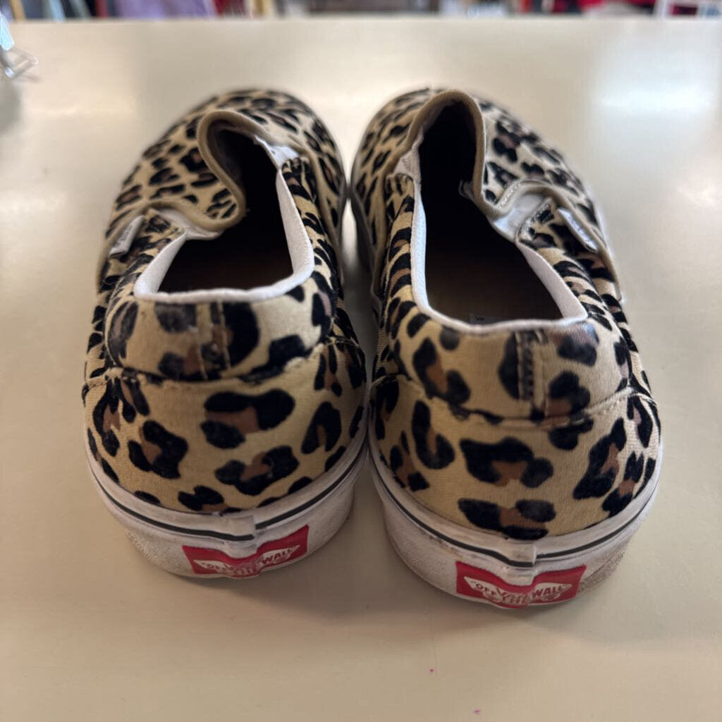 Vans Brown/ Black Leopard Print Classic Slip On Sneakers 9.5