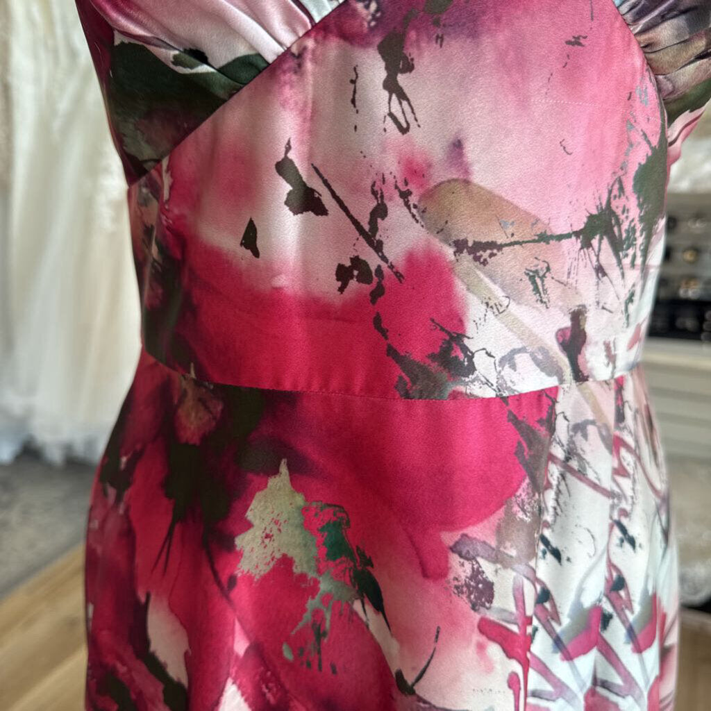 DB Studio Pink/ Multi Print Halter Neck Long Formal Dress 6
