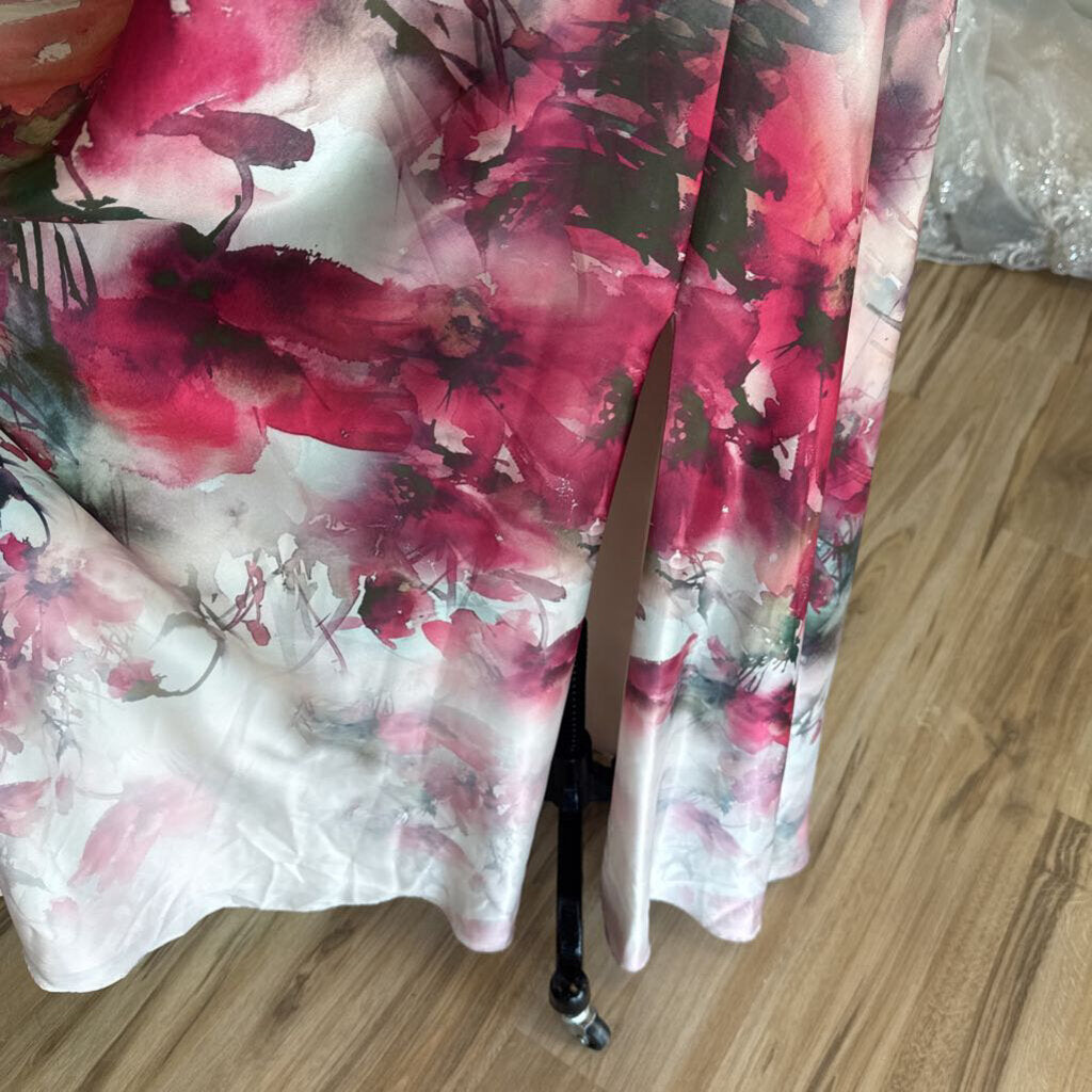 DB Studio Pink/ Multi Print Halter Neck Long Formal Dress 6